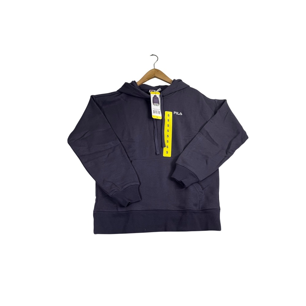 Fila Womens Hoodie Purple Gray Fleece Pullover Sweatshirt Size S NEW